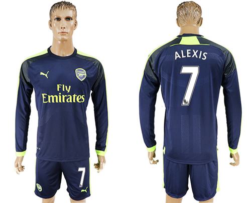 Arsenal #7 Alexis Sec Away Long Sleeves Soccer Club Jersey - Click Image to Close